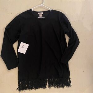 #6 Black top with fringe. Long sleeve